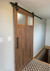 Viba Craftsman barn door with Cottage Life soft close barn door hardware.  Stain is Colonial.