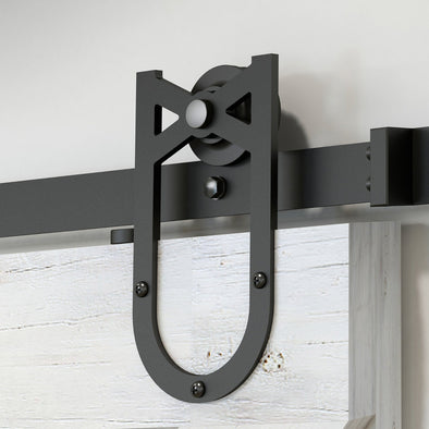 Single Wheel Horseshoe Barn Door Hardware with Soft Close Technology