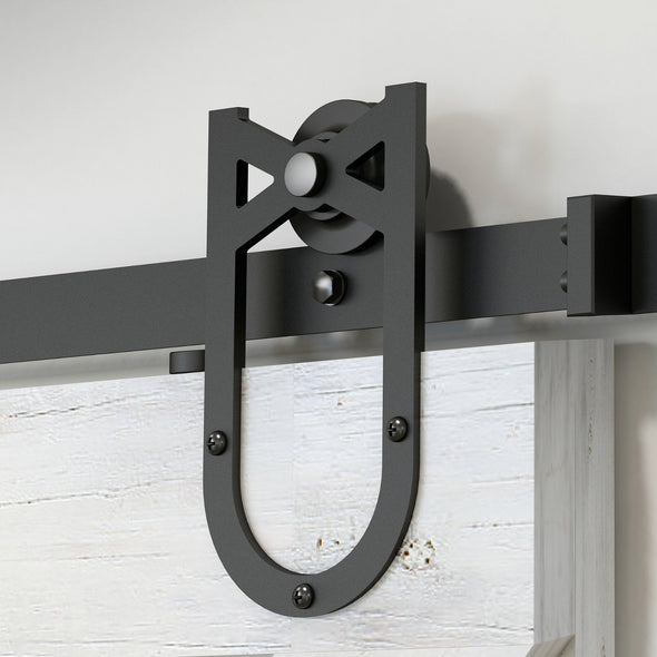 Single Wheel Horseshoe Barn Door Hardware with Soft Close Technology