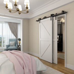 Bypass barn door hardware featuring soft close technology